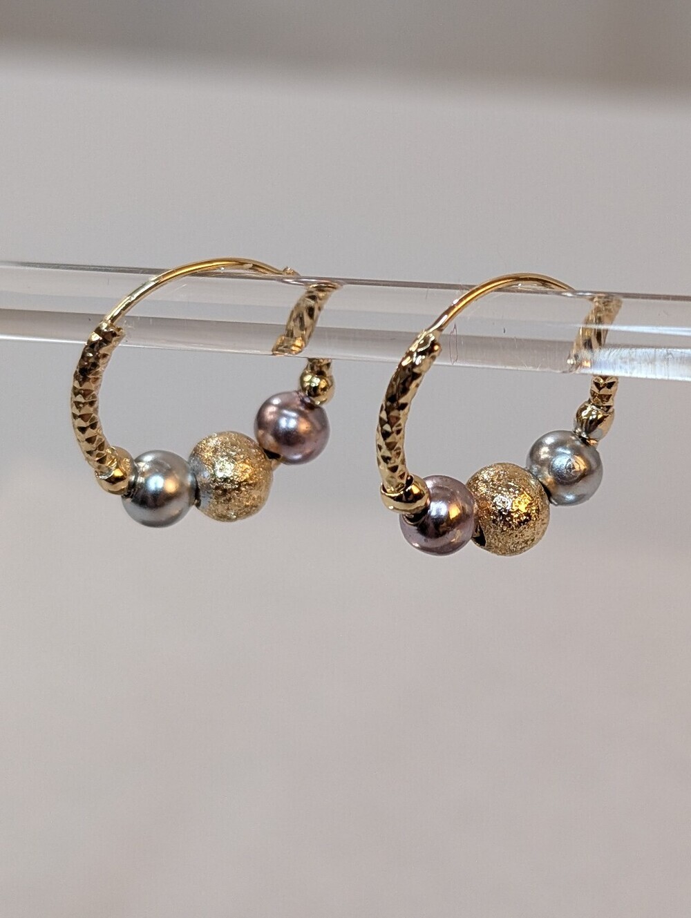 Tricolor Beaded Loop Earrings - Picture 2 of 3